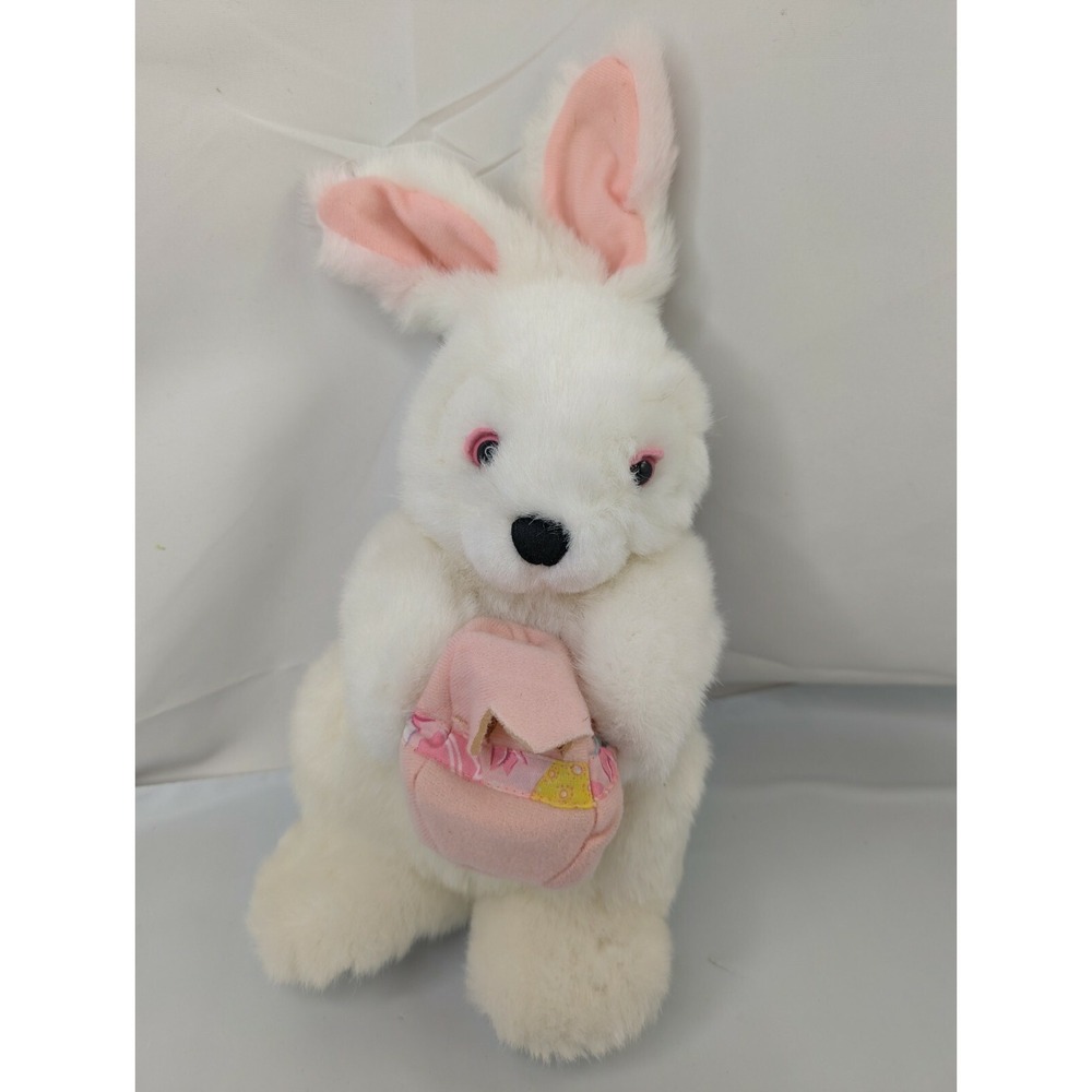 Kids of America White Rabbit Plush Easter Egg Secret Holder 11 Inch Stuffed